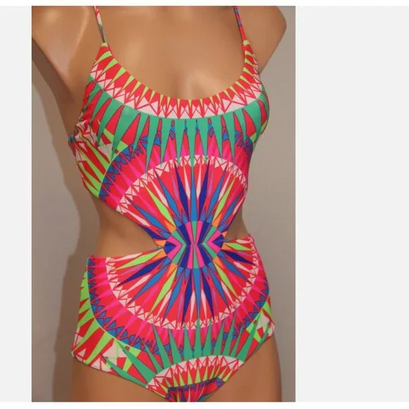 NWT Mara Hoffman Swim Swimsuit Bikini One piece monokini Sz XS SPN Red